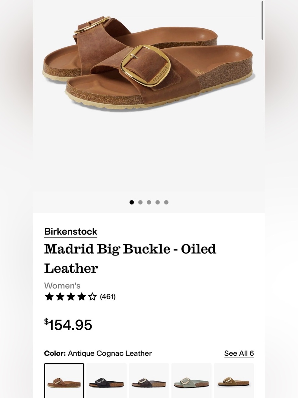 Birkenstock Madrid Big Buckle Antique Cognac Oiled Leather 37/US6.5-7 $155 - Picture 2 of 11